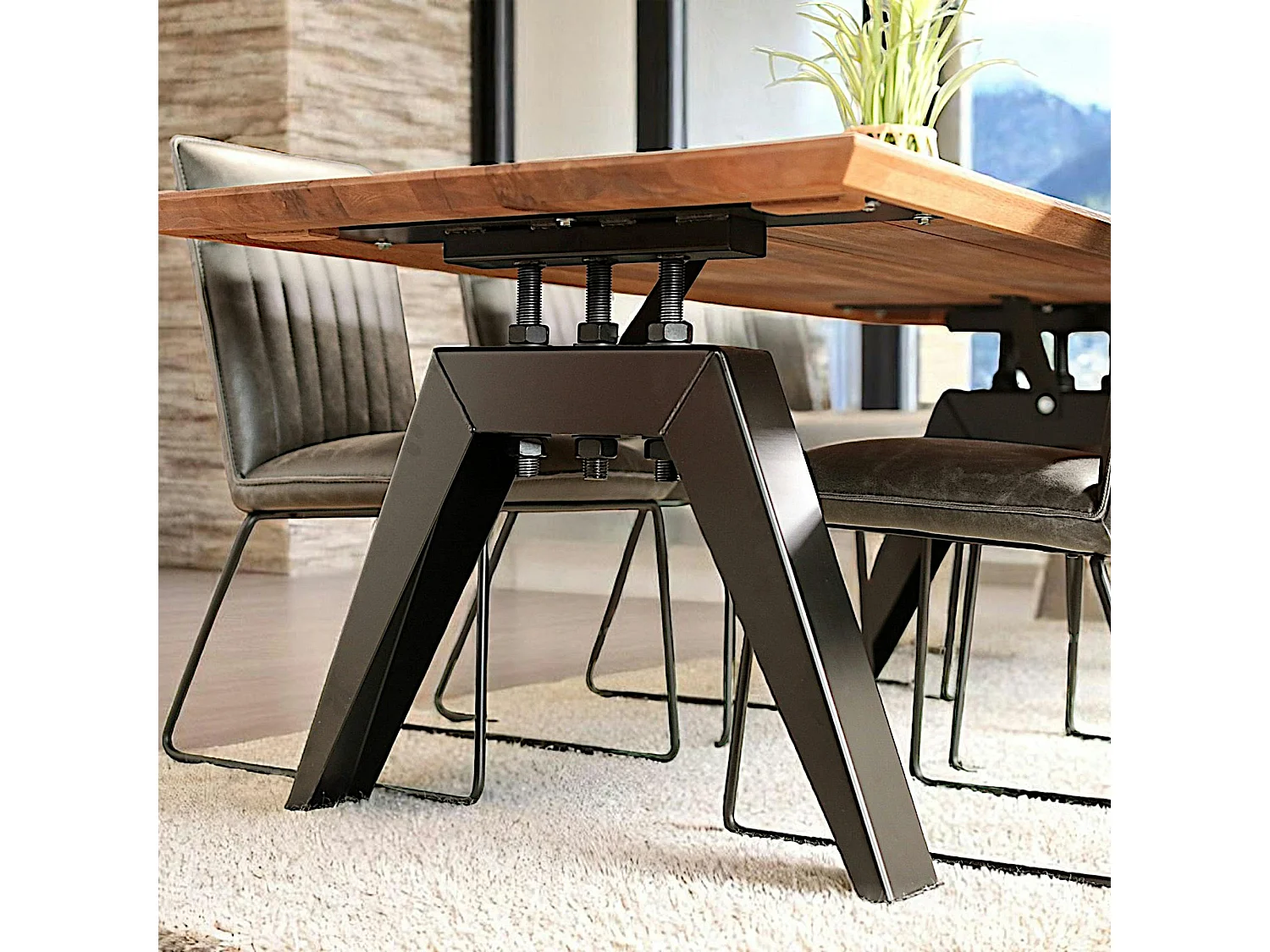 Table à manger extensible en chêne brun 200 cm PALERME