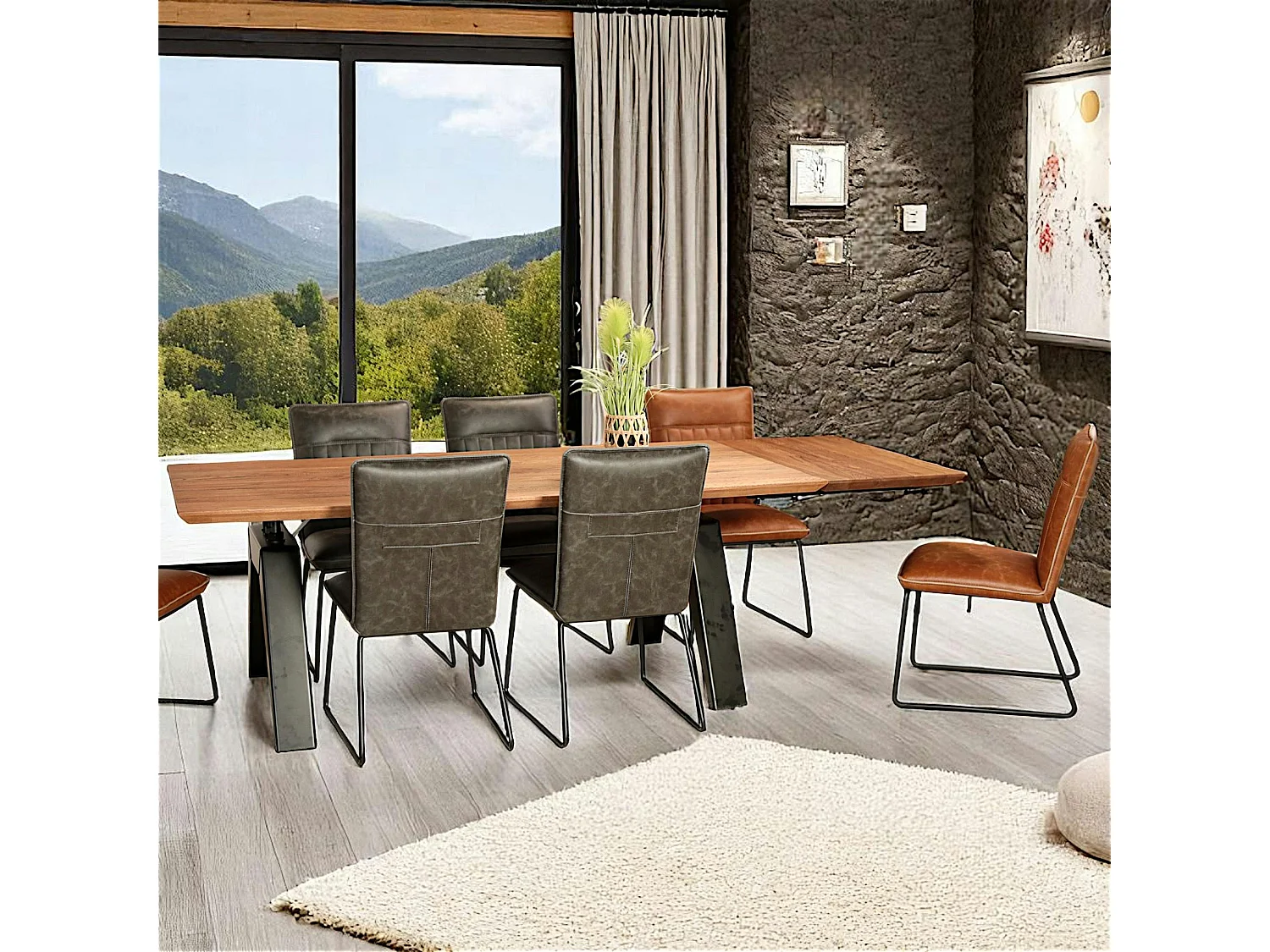 Table à manger extensible en chêne brun 200 cm PALERME