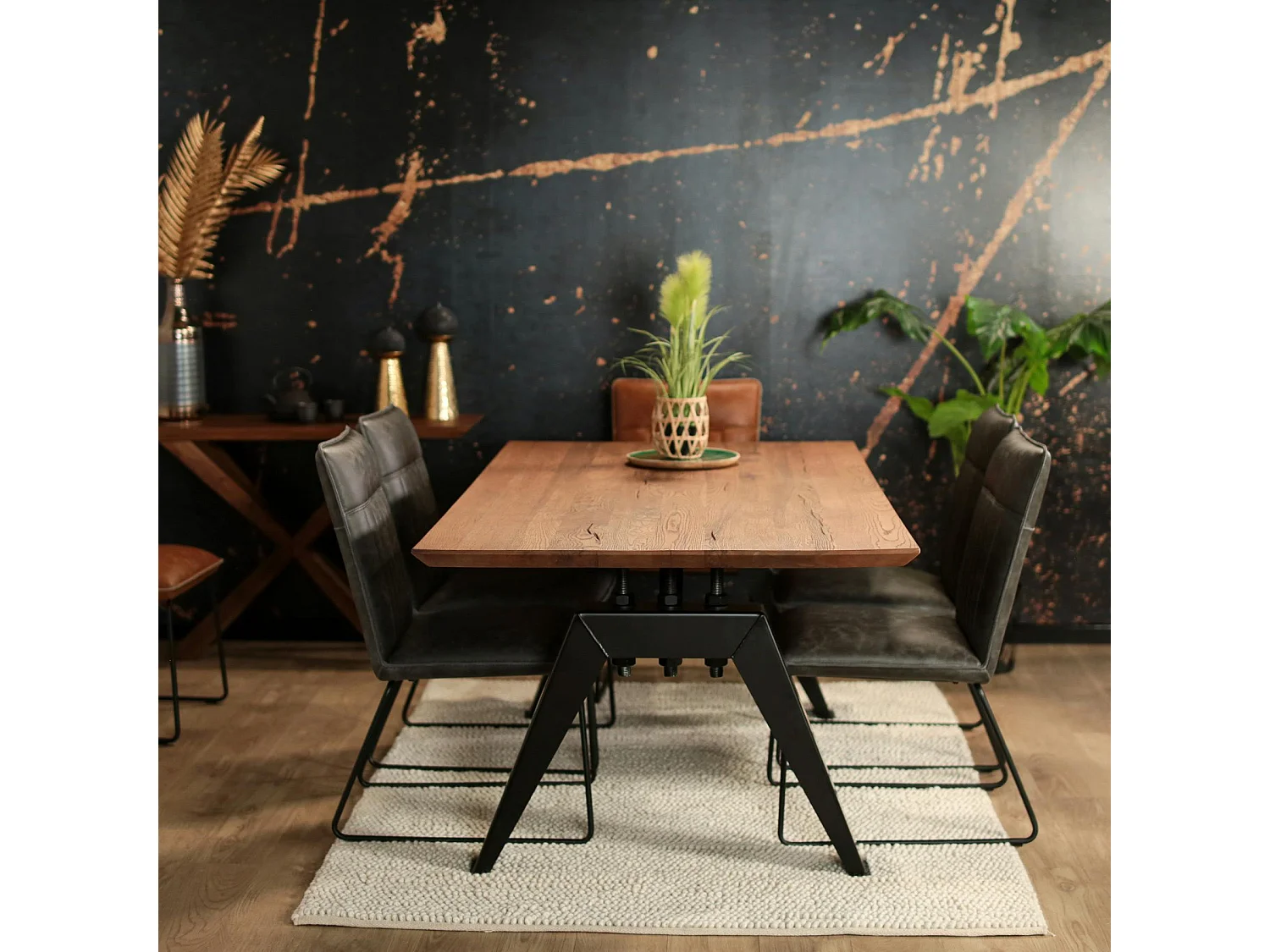 Table à manger extensible en chêne brun 200 cm PALERME