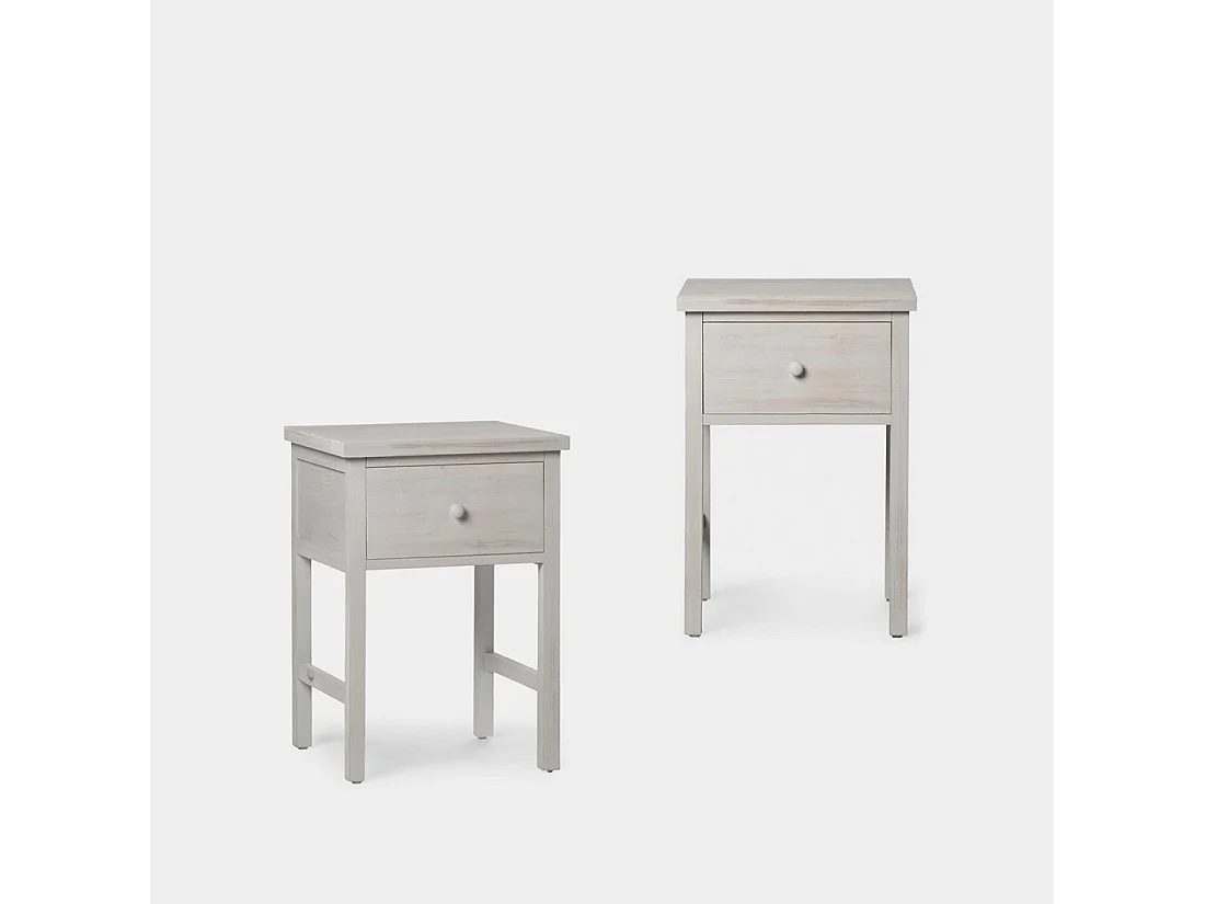 Mesita de noche 1 cajón de Madera Gris decapado 60 x 42- Folk