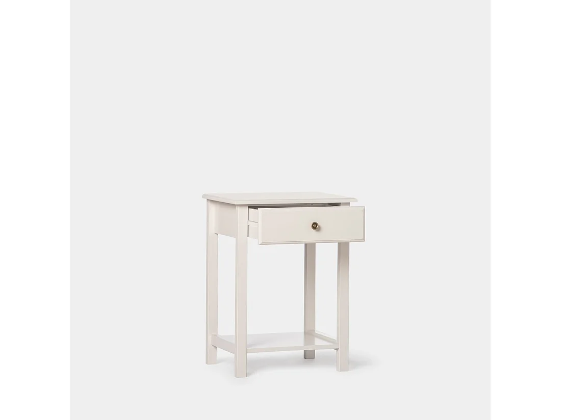 Table de chevet 1 tiroir en laqué gris perle 46x60 cm-Ruan