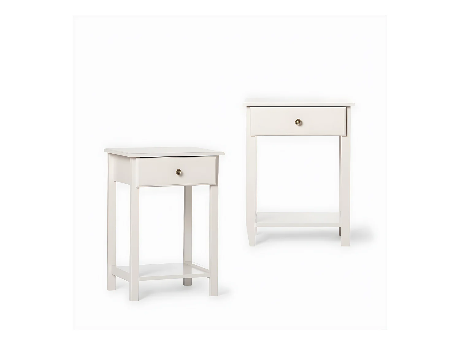Table de chevet 1 tiroir en laqué gris perle 46x60 cm-Ruan