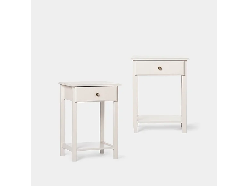 Mesita de noche 1 cajón de Lacado Gris perla 60 x 46- Ruan