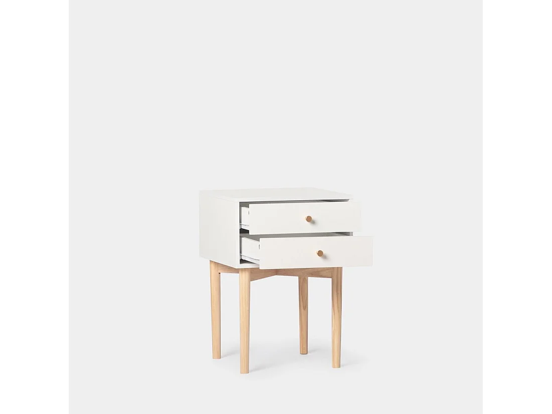 Table de chevet 2 tiroirs en laqué blanc 40x56.5 cm-Vichy