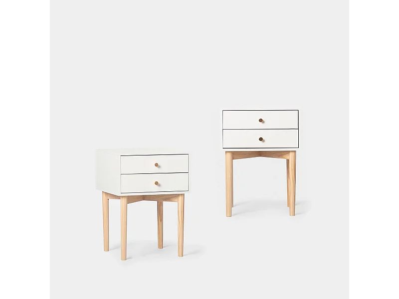 Mesita de noche 2 cajones de Lacado Blanco 56 x 40- Vichy