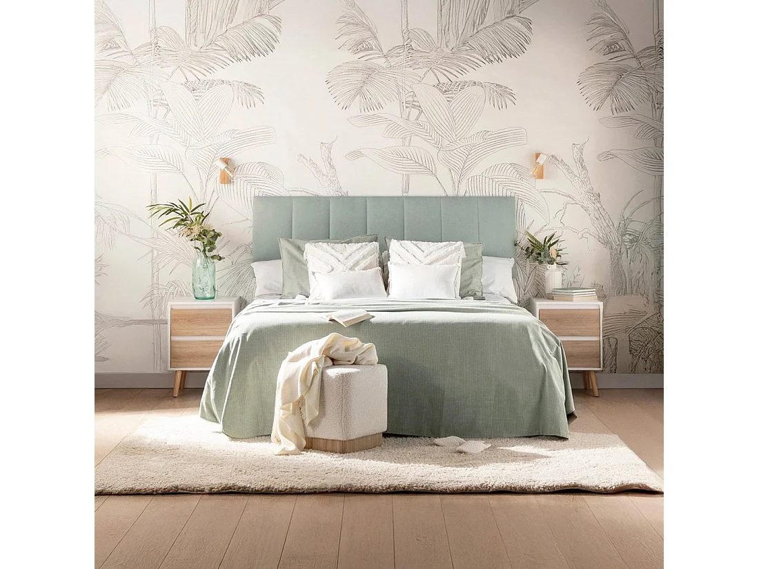 Table de chevet 2 tiroirs en laqué blanc naturel 40x59 cm-Kemi