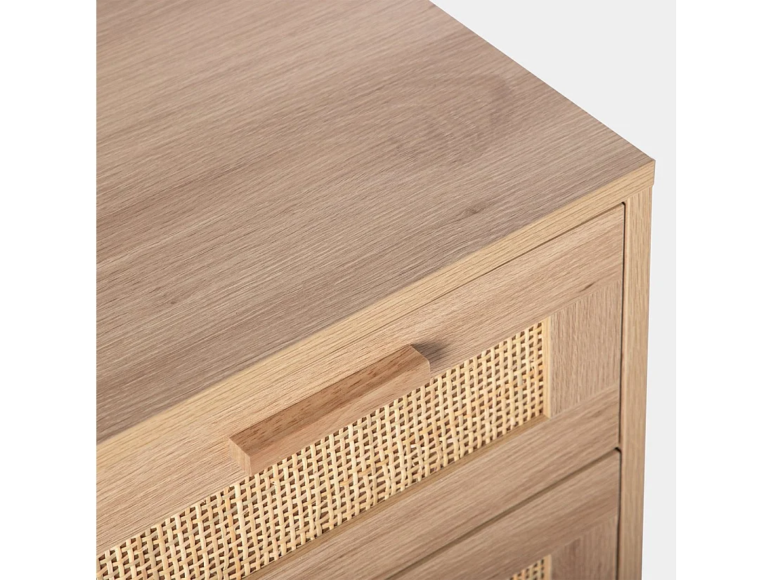 Table de chevet 1 tiroir en rotin naturel 40x56 cm-Tahiti