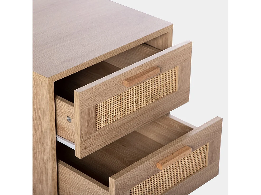 Table de chevet 1 tiroir en rotin naturel 40x56 cm-Tahiti