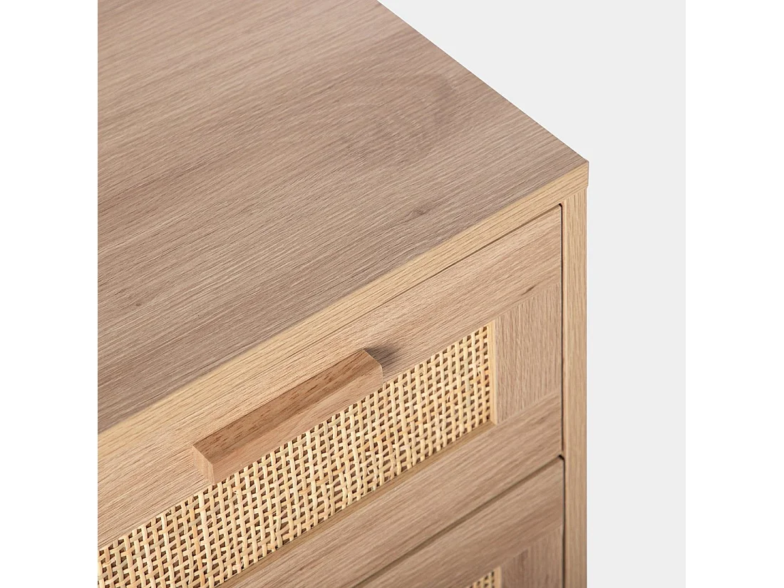 Table de chevet 2 tiroirs en rotin naturel 40x56 cm-Tahiti