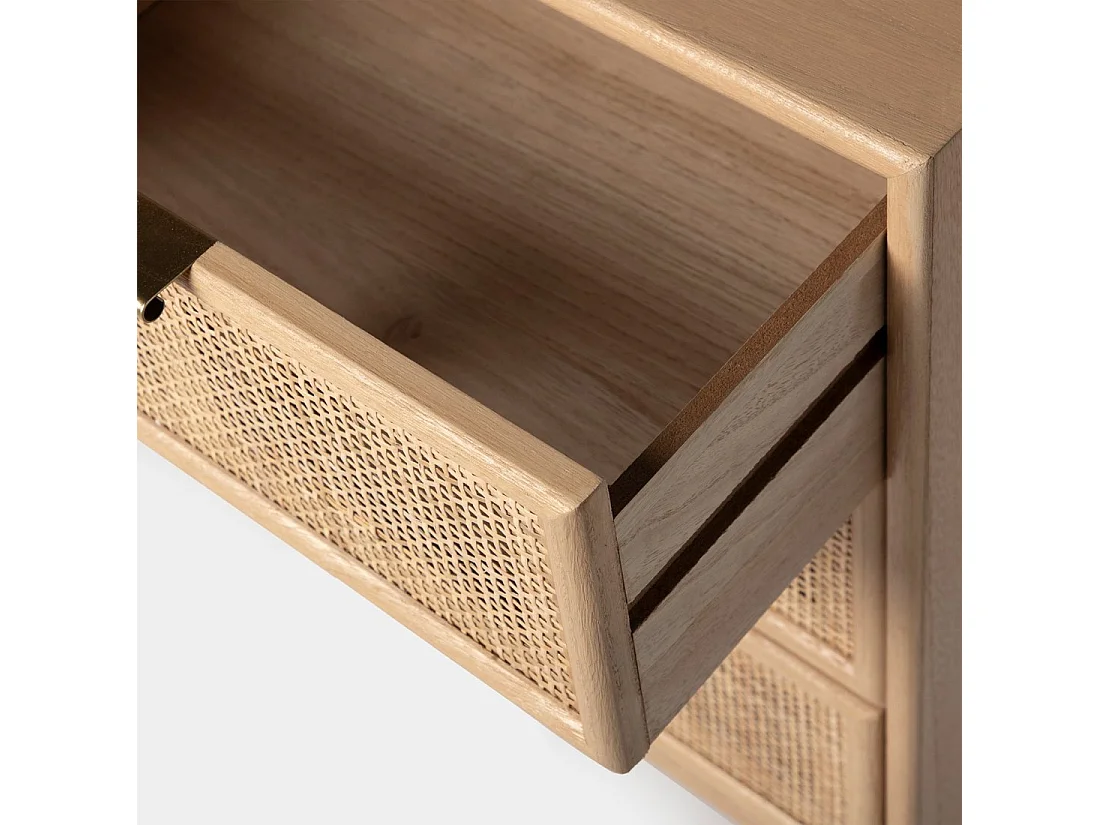 Table de chevet 3 tiroirs en rotin naturel 42x71 cm-Alis