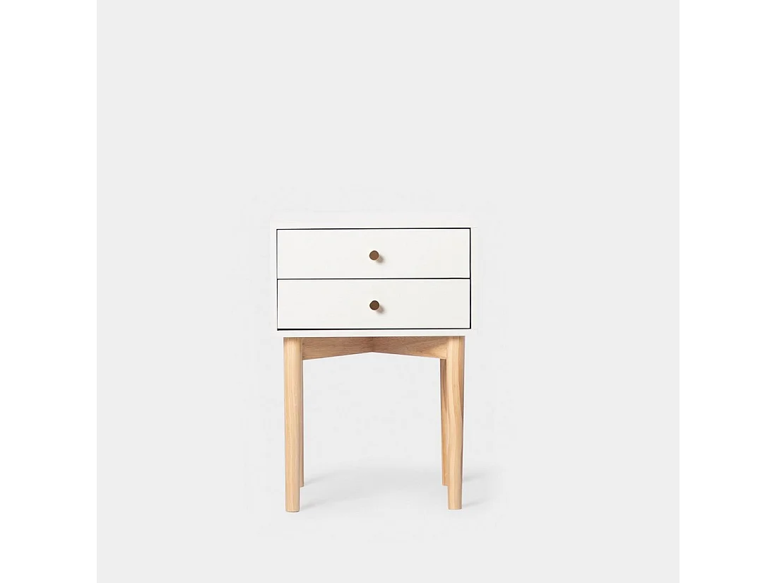 Table de chevet 2 tiroirs en laqué blanc 40x56.5 cm-Vichy