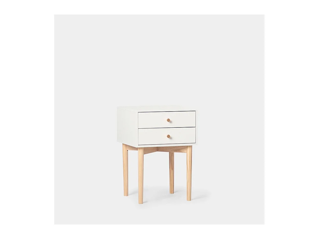 Table de chevet 2 tiroirs en laqué blanc 40x56.5 cm-Vichy
