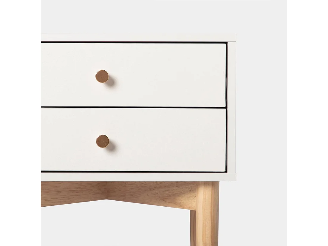 Table de chevet 2 tiroirs en laqué blanc 40x56.5 cm-Vichy