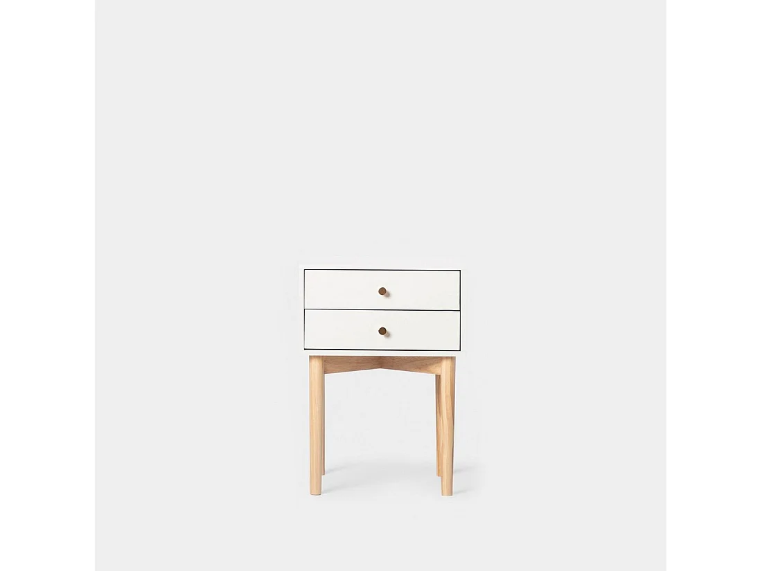 Table de chevet 2 tiroirs en laqué blanc 40x56.5 cm-Vichy