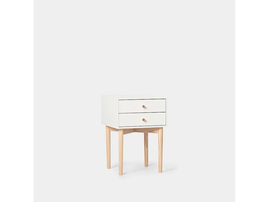 Table de chevet 2 tiroirs en laqué blanc 40x56.5 cm-Vichy
