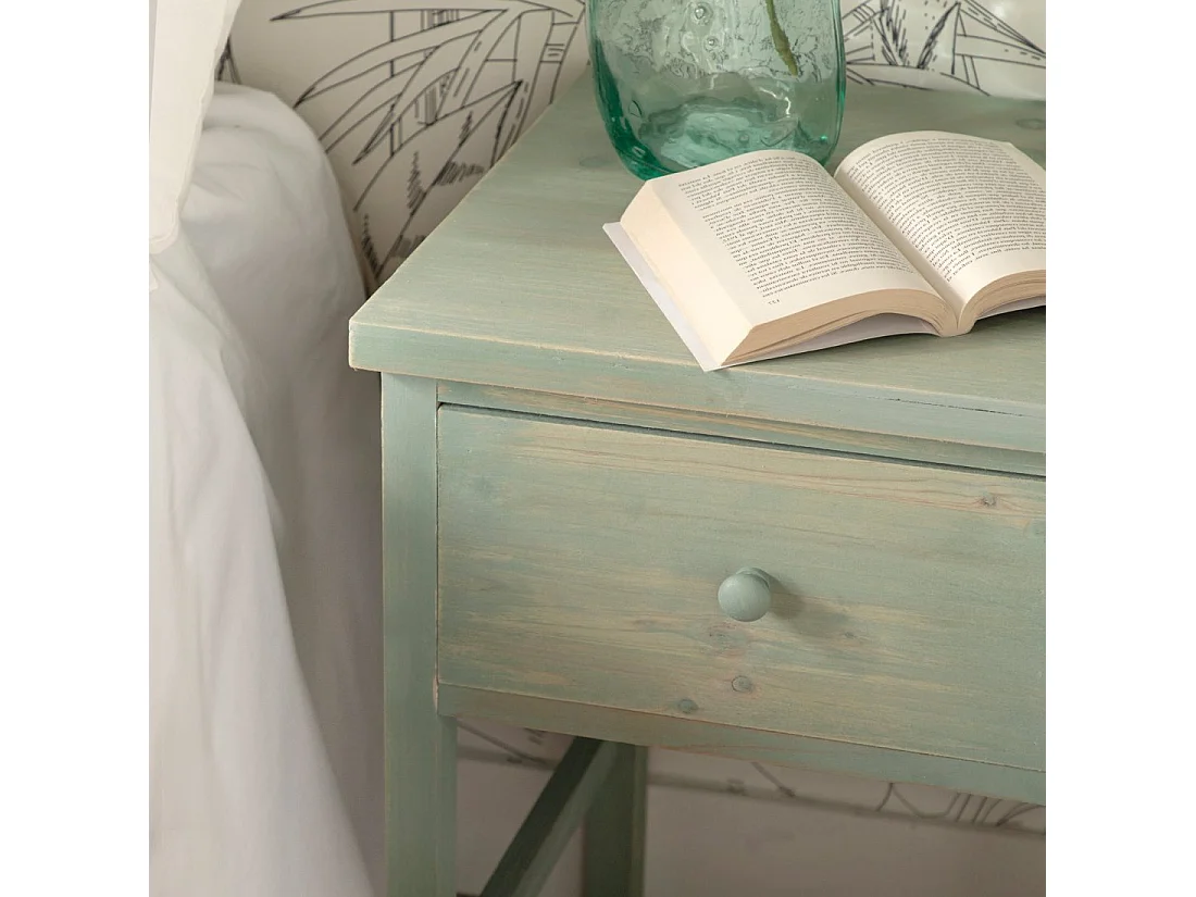 Mesita de noche 1 cajón de Lacado Verde 60 x 42- Folk