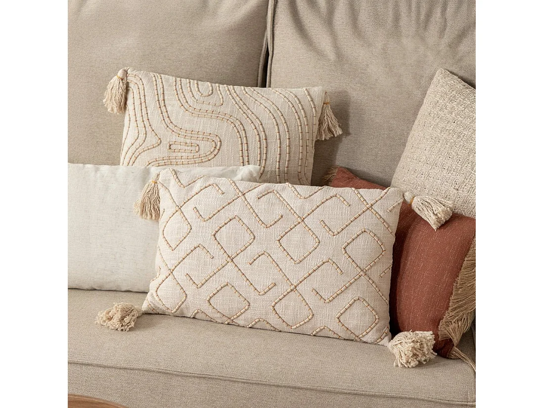 Coussin en tissu beige 50x30 cm-Gama