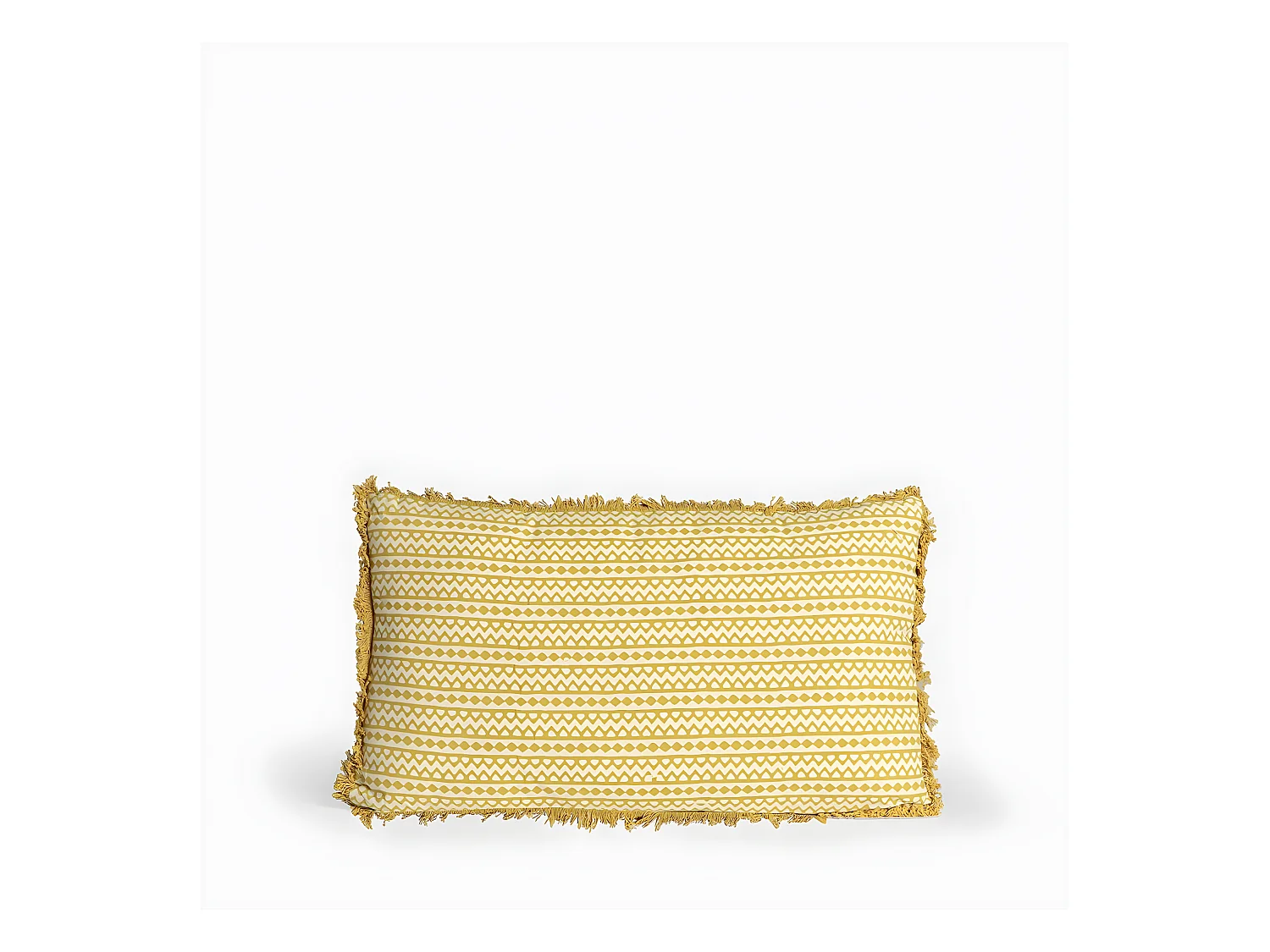 Coussin en tissu beige-moutarde 50x30 cm-Rahas