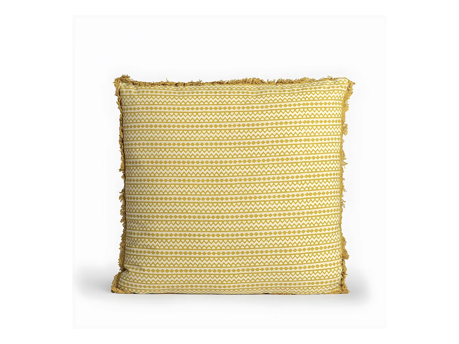 Coussin en tissu beige-moutarde 50x50 cm-Rahas