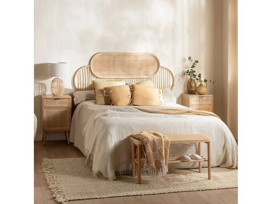 Coussin en fibre naturelle moutarde 45x45 cm-Kymo