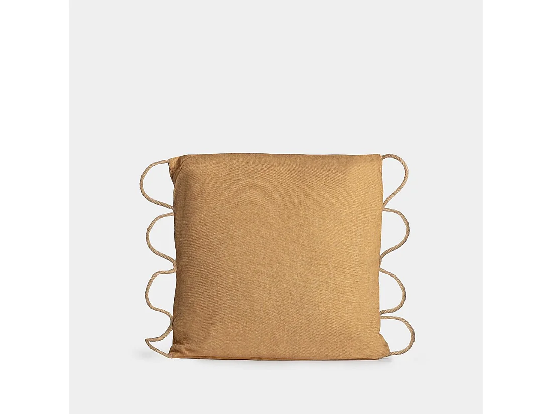 Coussin en fibre naturelle moutarde 45x45 cm-Kymo