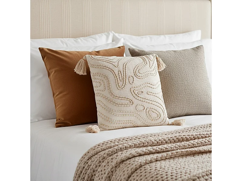 Coussin en tissu beige 45x45 cm-Gawa