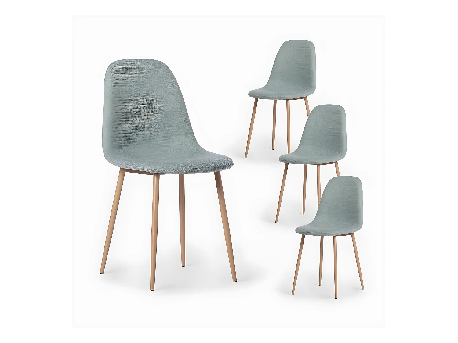 Chaise de salle à manger en tissu vert 45x86 cm-Ellis