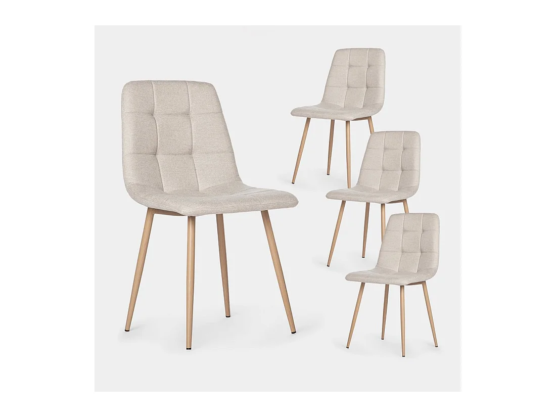 Chaise de salle à manger en tissu beige 45x86 cm-Ailan
