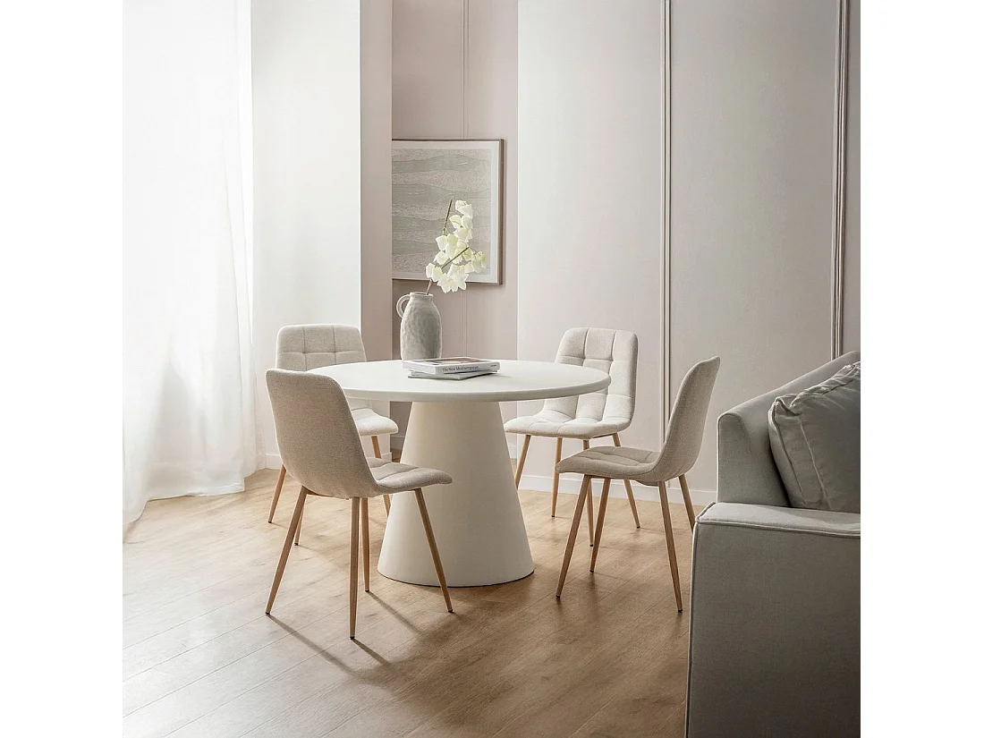 Chaise de salle à manger en tissu beige 43x88 cm-Ailan
