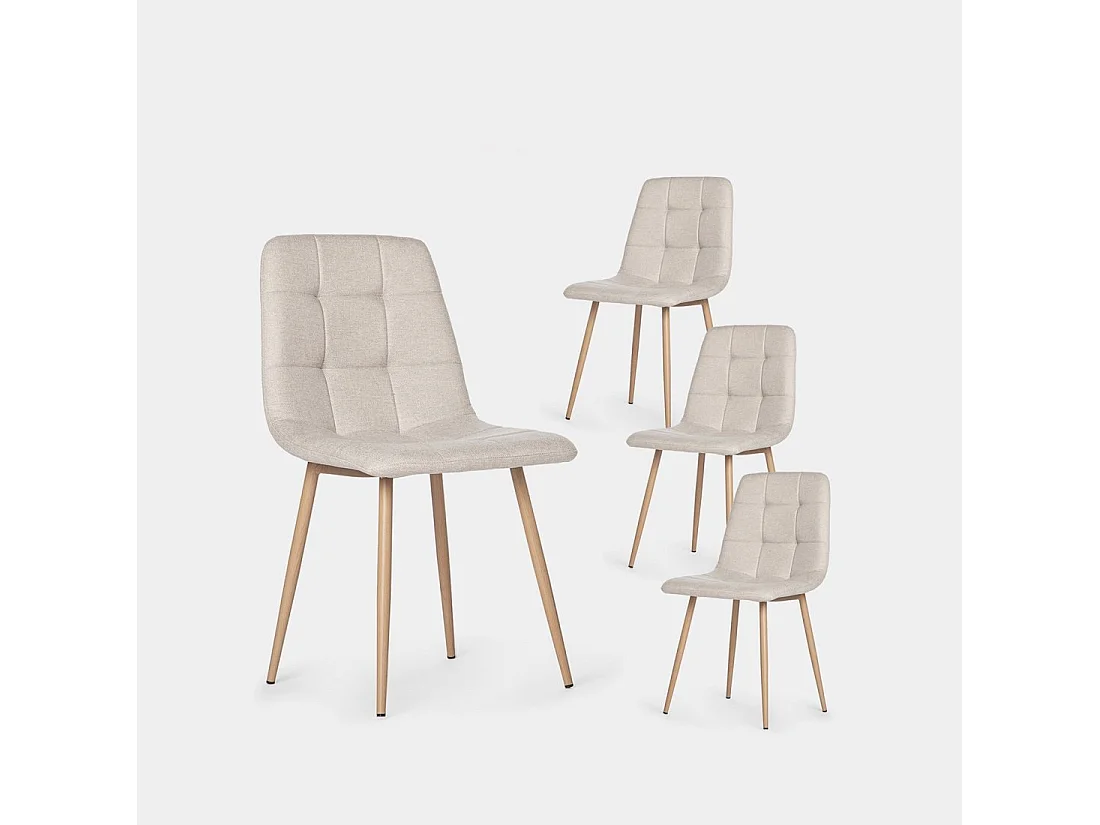 Chaise de salle à manger en tissu beige 43x88 cm-Ailan