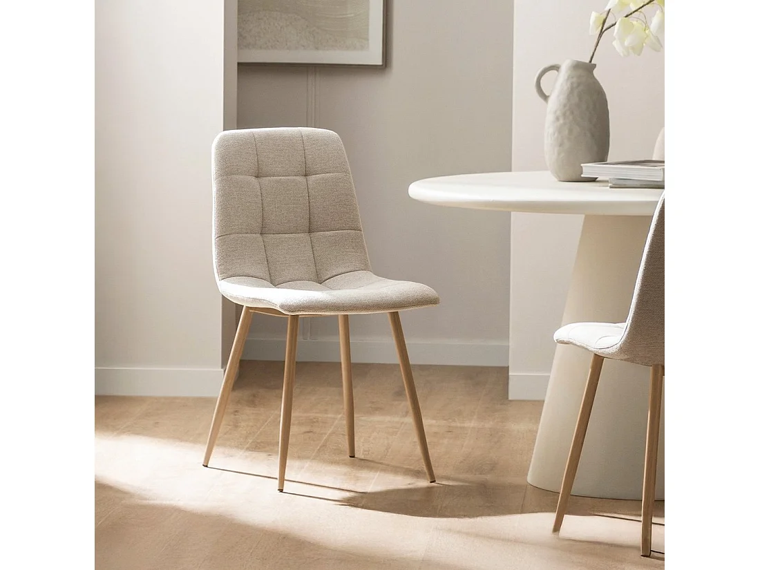 Chaise de salle à manger en tissu beige 43x88 cm-Ailan