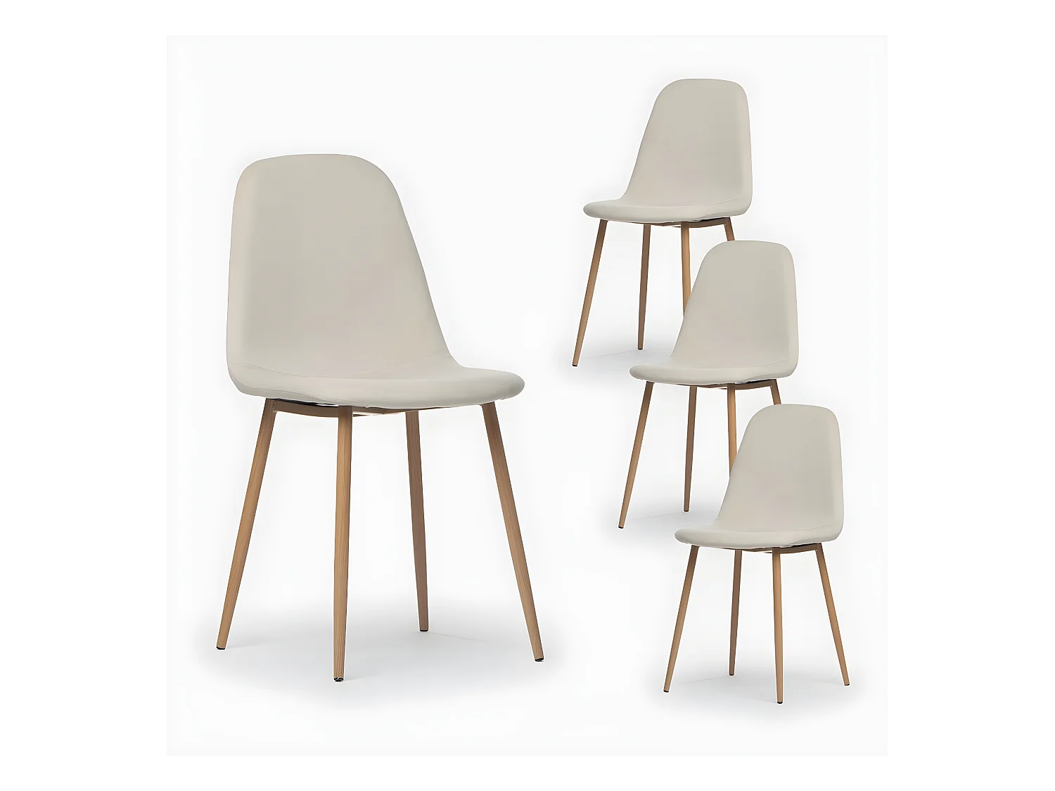 Chaise de salle à manger en velours beige 45x86 cm-Ellis