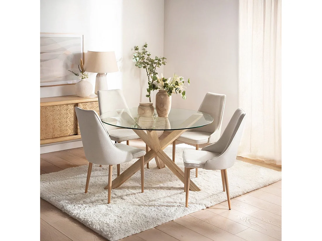 Chaise de salle à manger en tissu beige 45x95 cm-Agnes