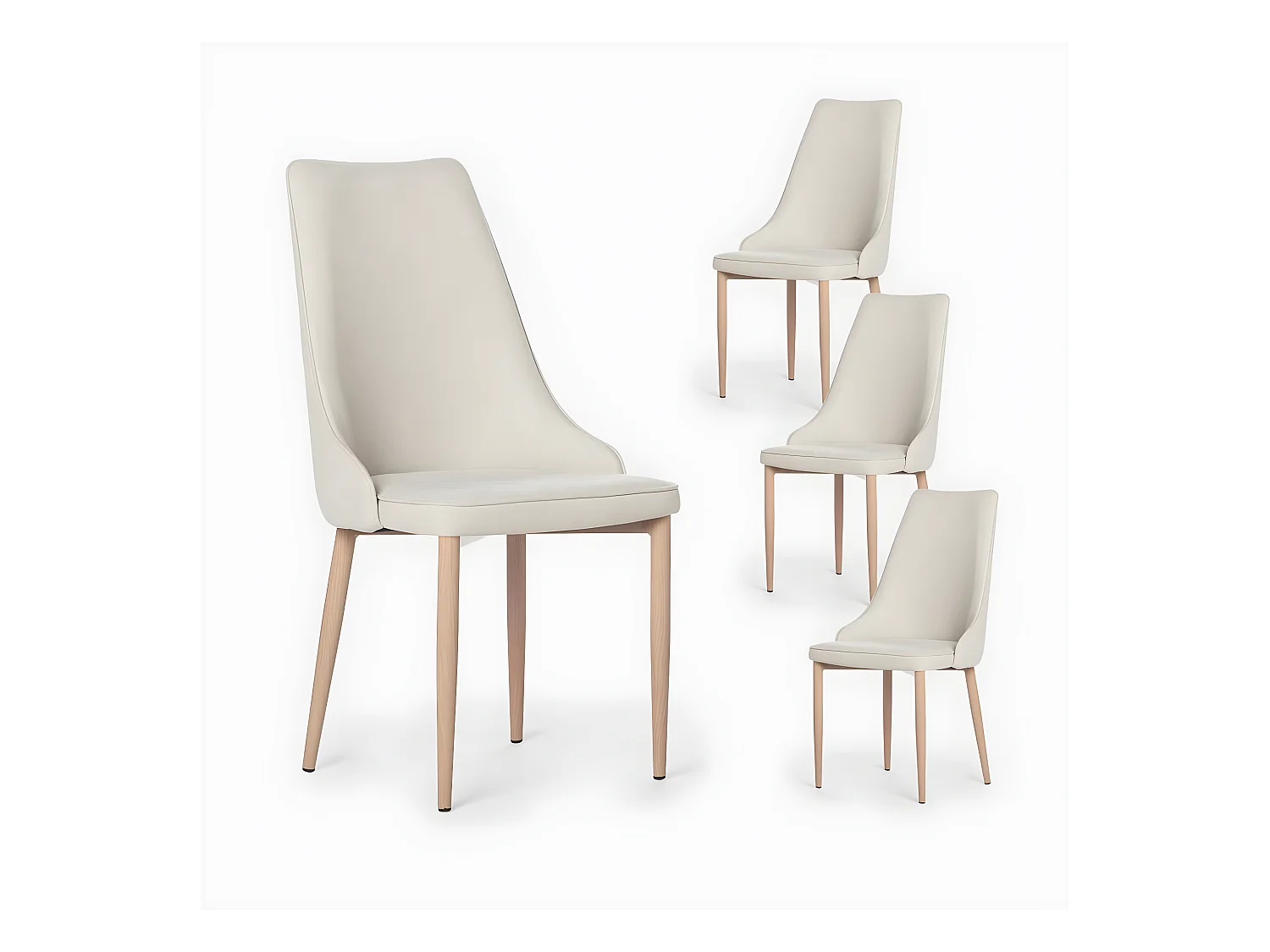 Chaise de salle à manger en tissu beige 45x95 cm-Agnes