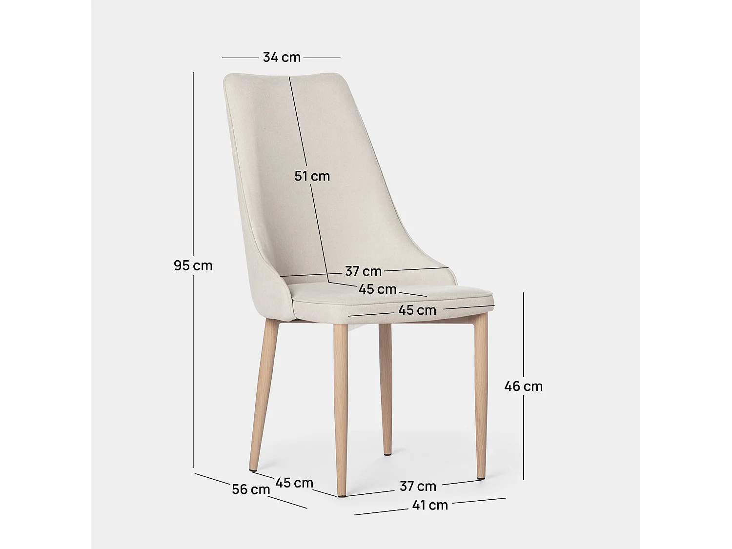 Packs 4 sillas Beige 45 x 95 cm