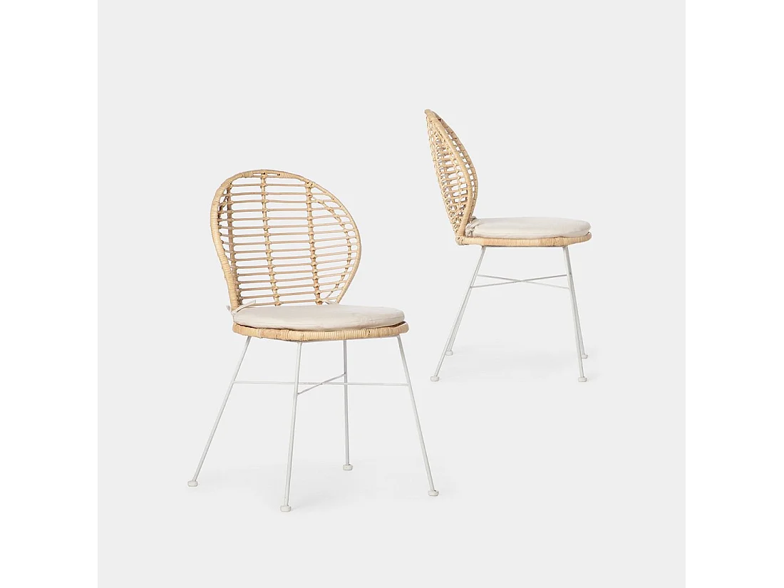 Chaise d'extérieur en fibre naturelle blanc 51x89 cm-Kala