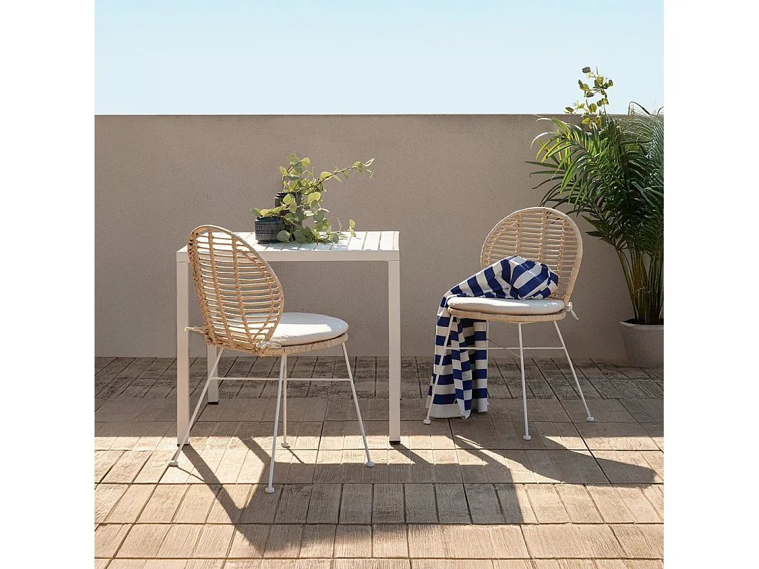 Chaise d'extérieur en fibre naturelle blanc 51x89 cm-Kala