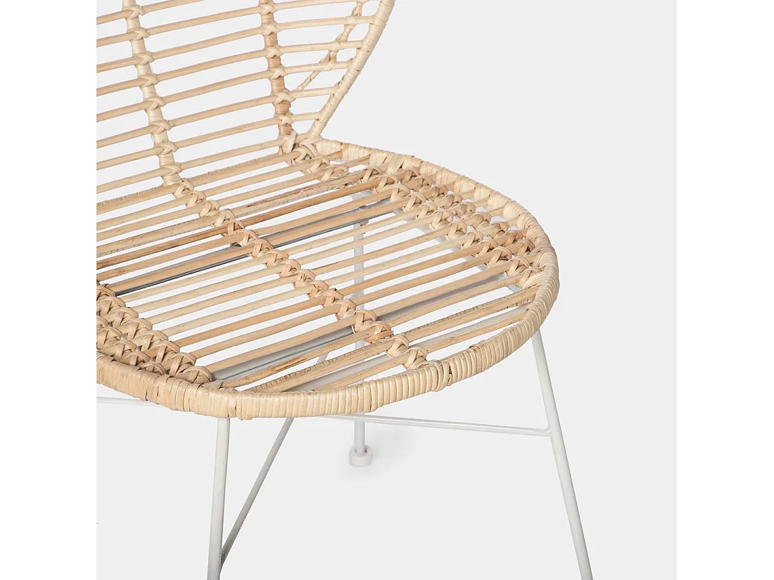 Chaise d'extérieur en fibre naturelle blanc 51x89 cm-Kala