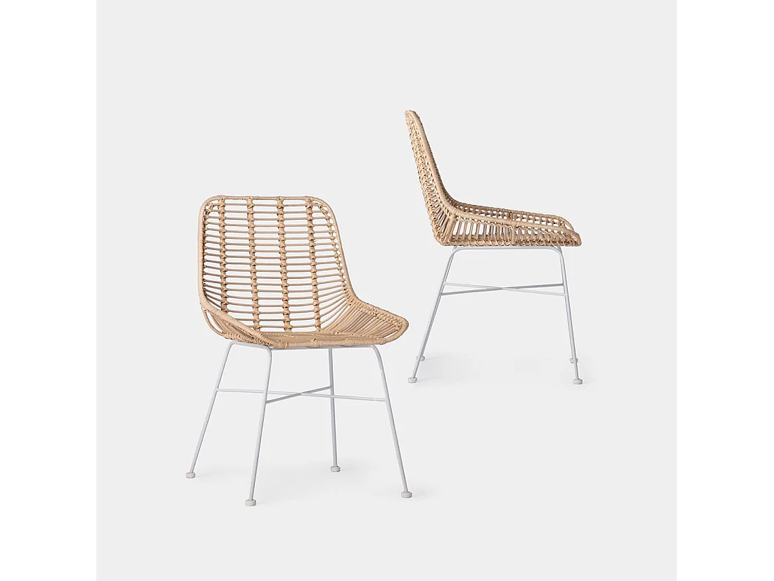 Chaise d'extérieur en rotin naturel 52x85 cm-Lui