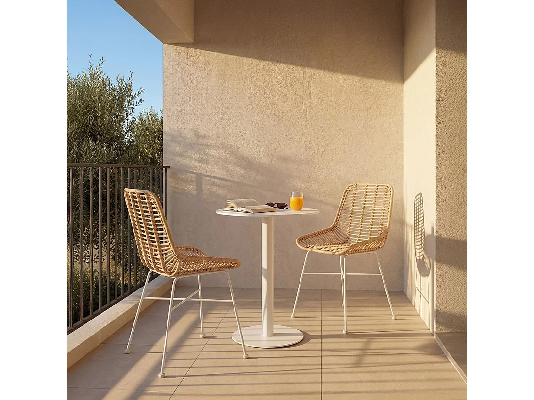 Chaise d'extérieur en rotin naturel 52x85 cm-Lui