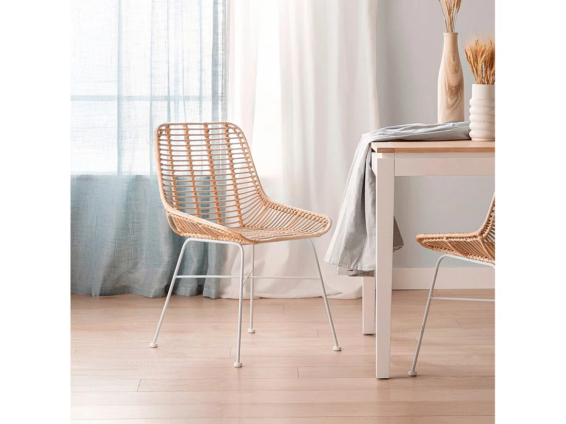 Chaise d'extérieur en rotin naturel 52x85 cm-Lui