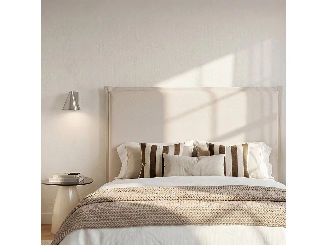 Tête de lit double en tissu beige 170x105 cm-Louise
