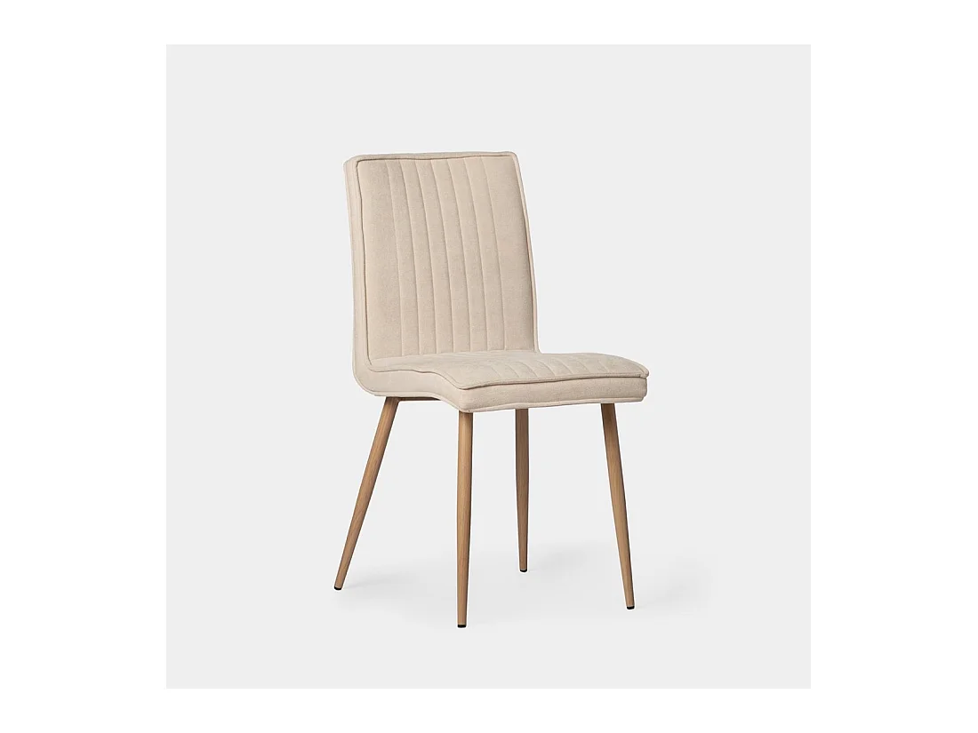 Chaise de salle à manger en tissu beige 44x86 cm-Mika