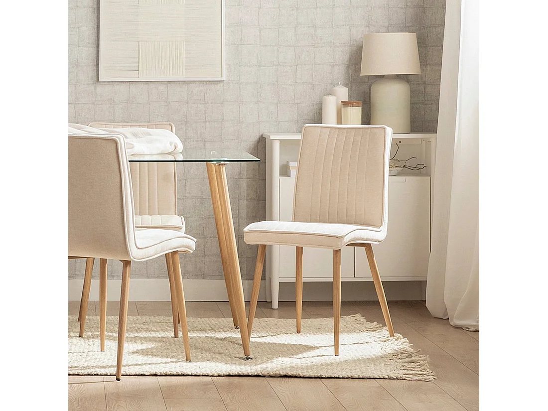 Silla de comedor de Tela Beige 86 x 44- Mika