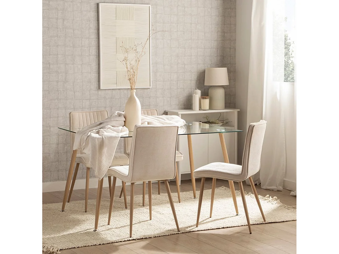 Silla de comedor de Tela Beige 86 x 44- Mika