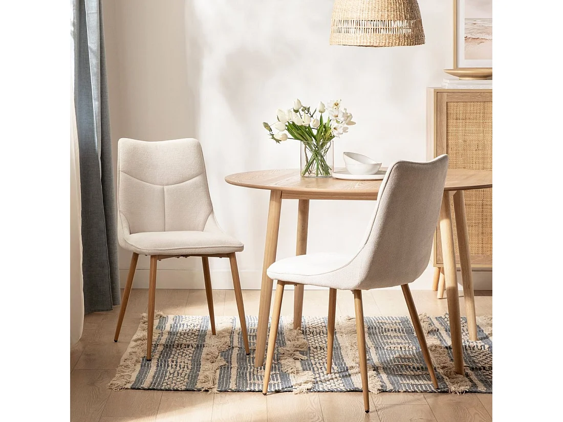 Silla de comedor de Tela Beige 85 x 46- Selma