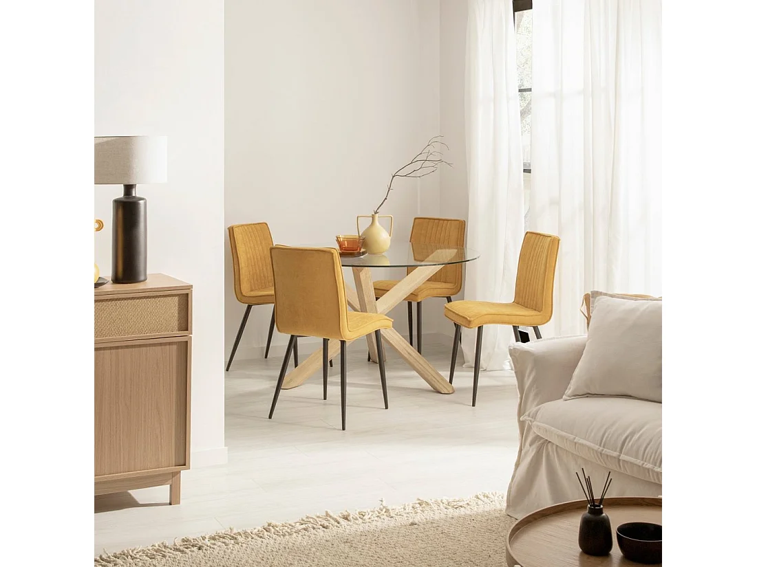 Silla de comedor de Tela Mostaza 86 x 44- Mika