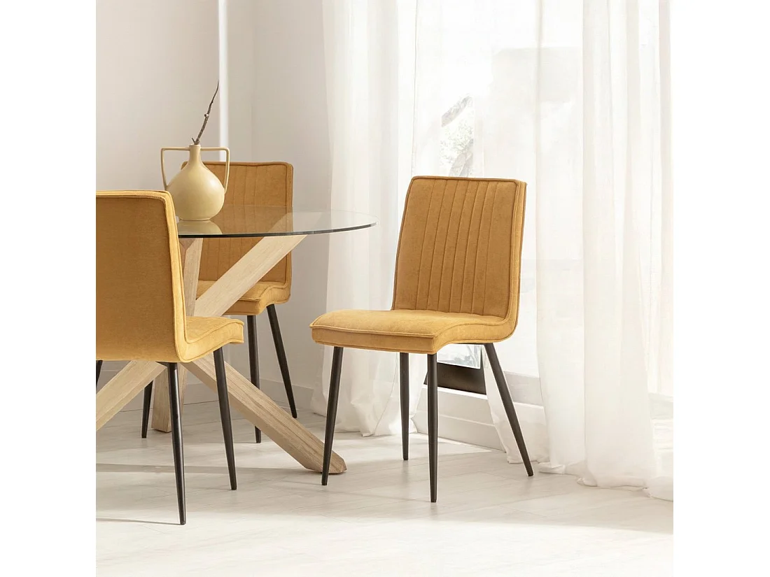 Chaise de salle à manger en tissu moutarde 44x86 cm-Mika
