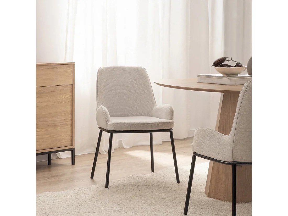 Silla de comedor de Tela Beige 84 x 55- Dama