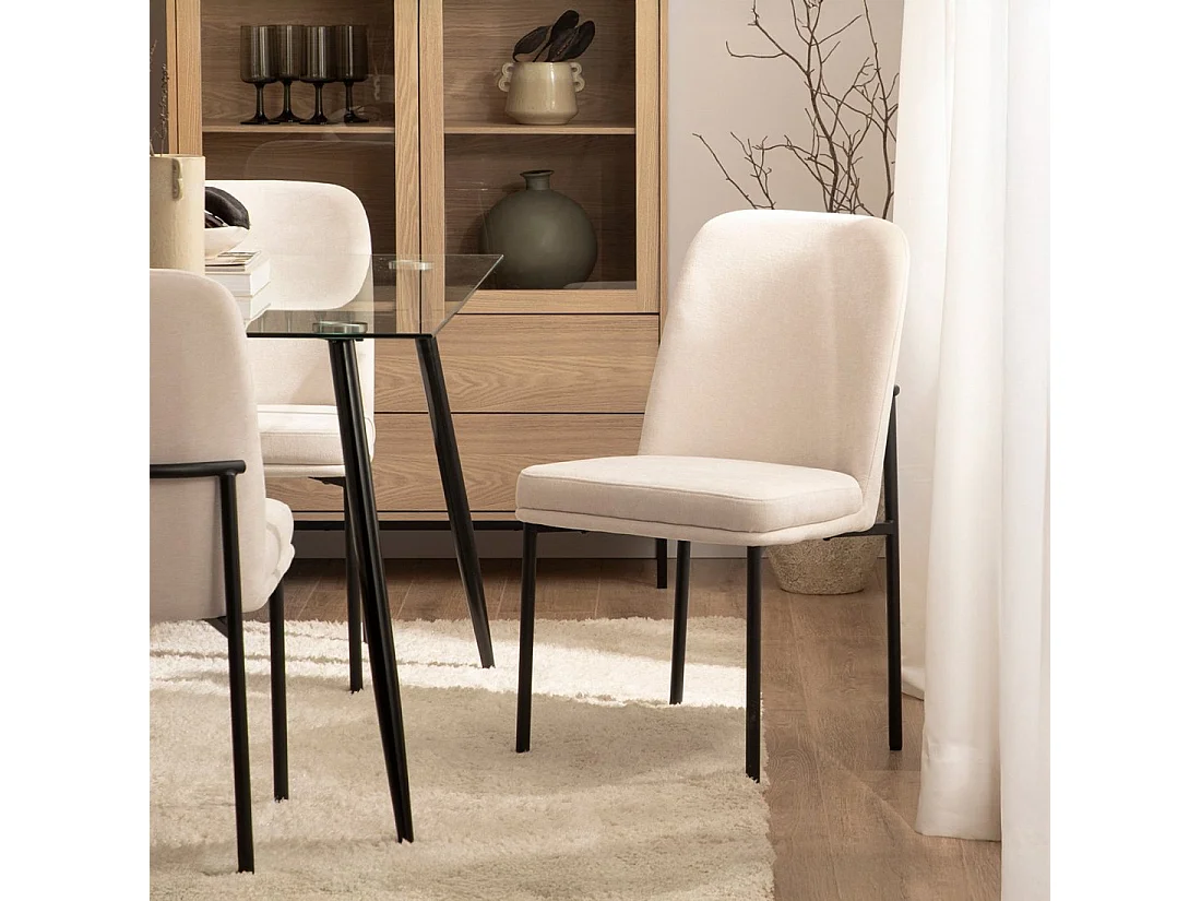 Chaise de salle à manger en tissu beige 46x87 cm-Leila